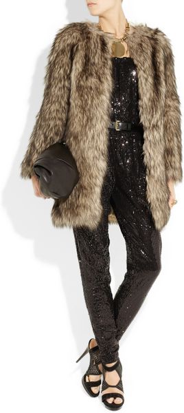 Michael Michael Kors Faux Fur Coat in Brown | Lyst