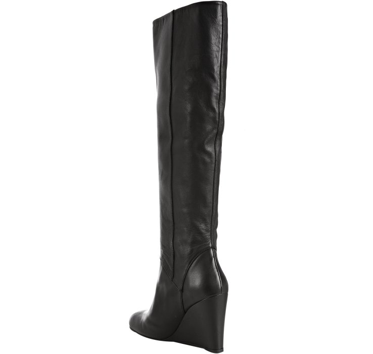 Lyst - Stuart Weitzman Black Leather Linear Tall Wedge Boots in Black