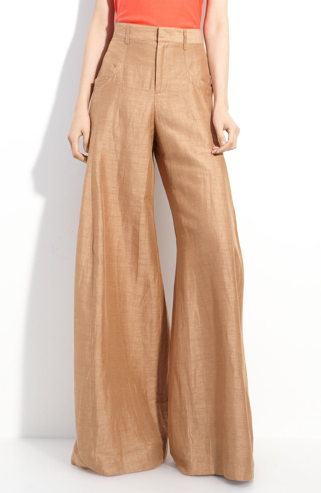 Theyskens Theory Desert Sand Pluto Wide Leg Linen Blend Pants Product 2 2300973 777191983 