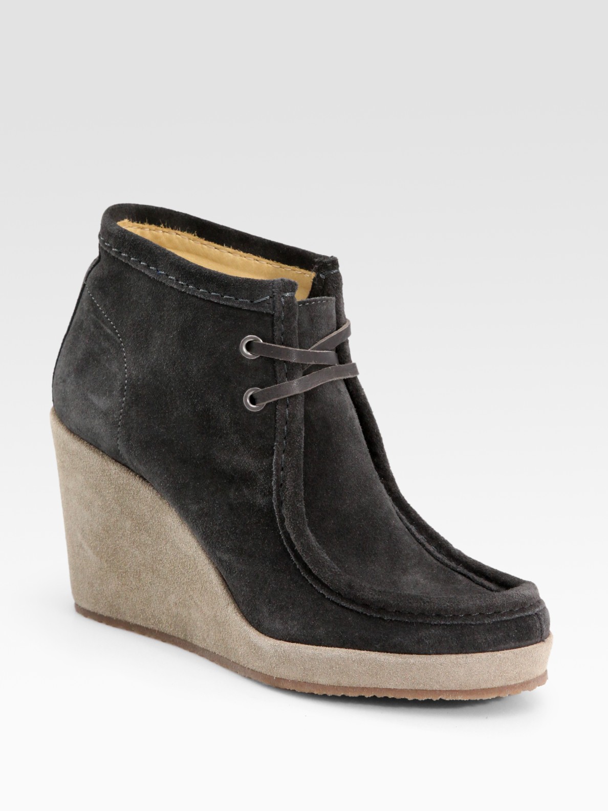 A.p.c. Suede Moccasin Wedges in Brown Lyst