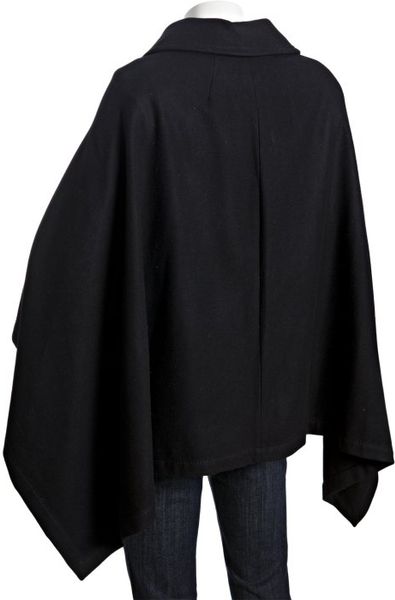 Bcbgmaxazria Black Wool-cashmere Double Breasted Cape Coat in Black | Lyst