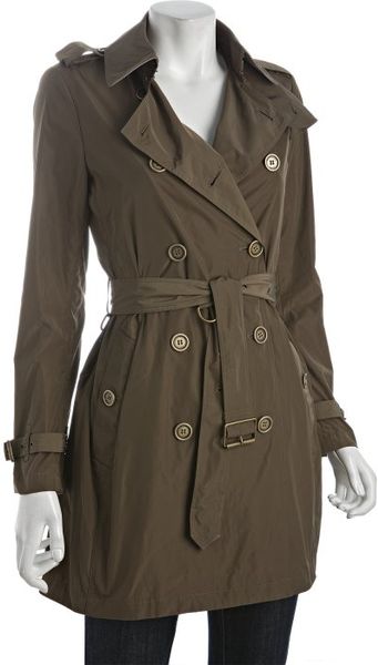 Burberry Brit Army Green Buckingham Double Breasted Trench in Green ...