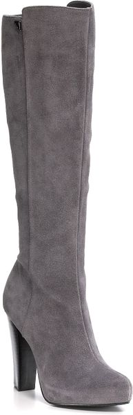 Calvin Klein Eliana Tall Boots in Gray (grey suede) | Lyst