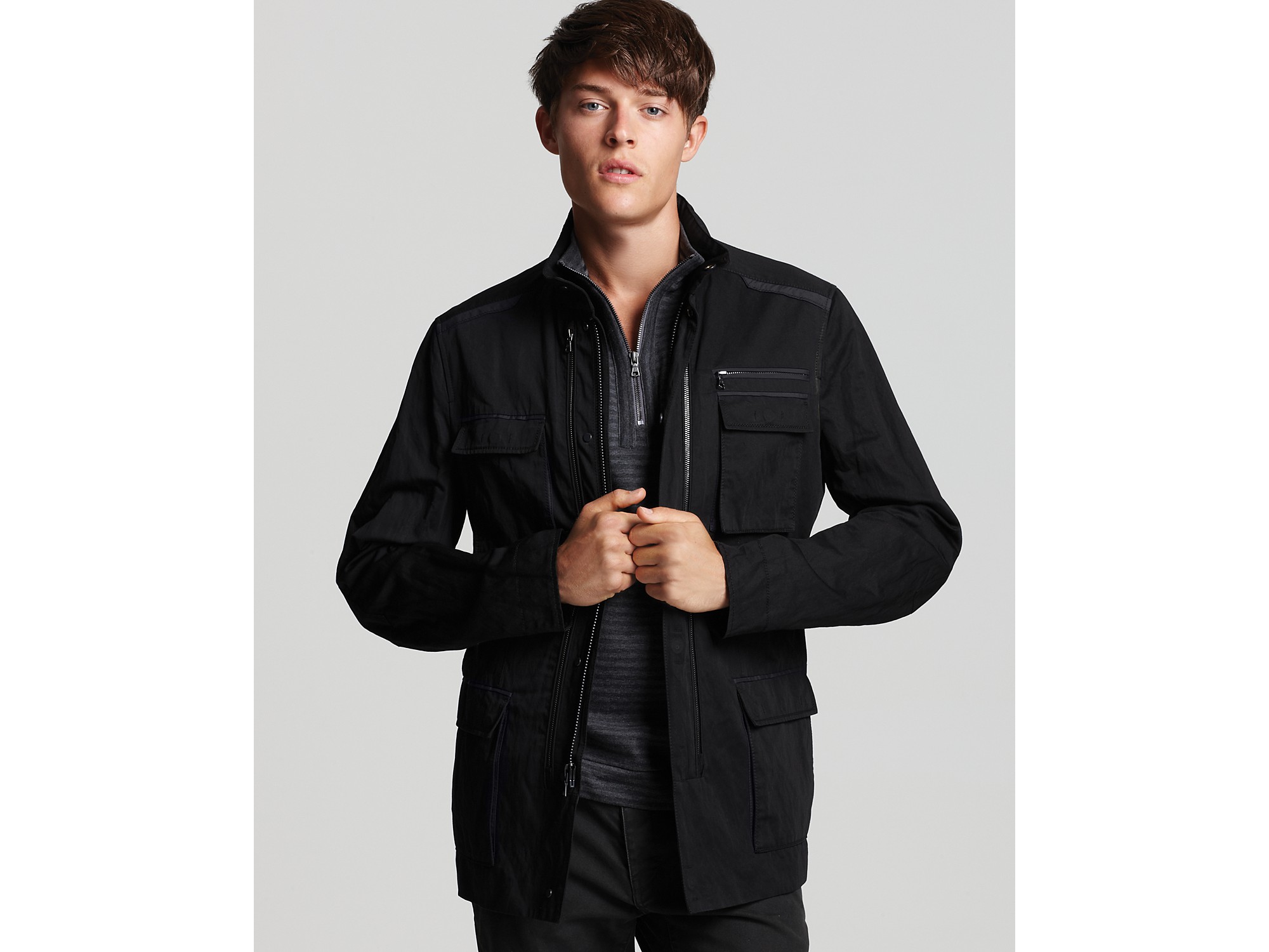 Elie tahari Brody Cotton Metal Jacket in Black for Men | Lyst