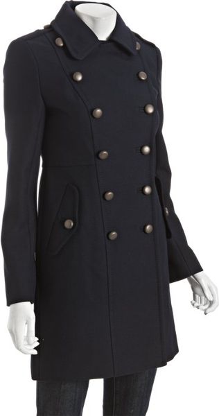French Connection Navy Wool Blend Fast Erno Pea Coat in Blue (navy) | Lyst