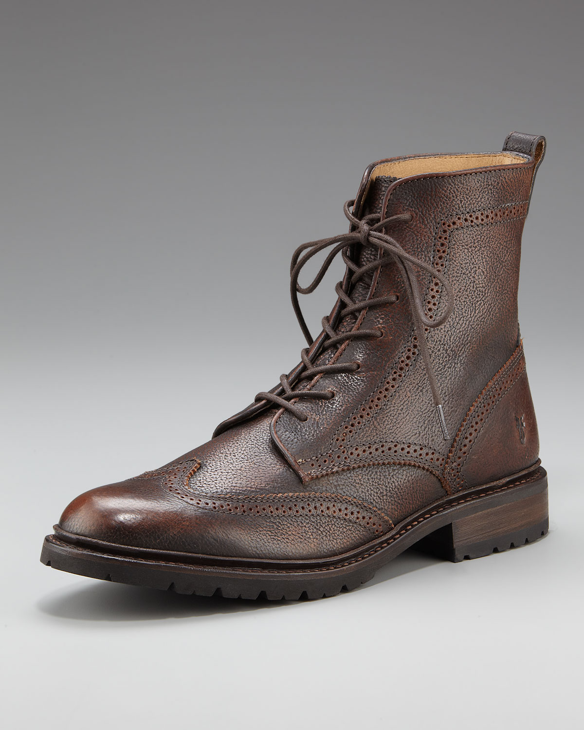 Frye James Lug Wing-tip Boot in Brown for Men (copper) | Lyst