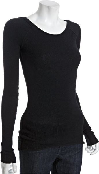 Inhabit Black Cashmere Stretch Blend Scoop Neck Low-back Sweater in Black