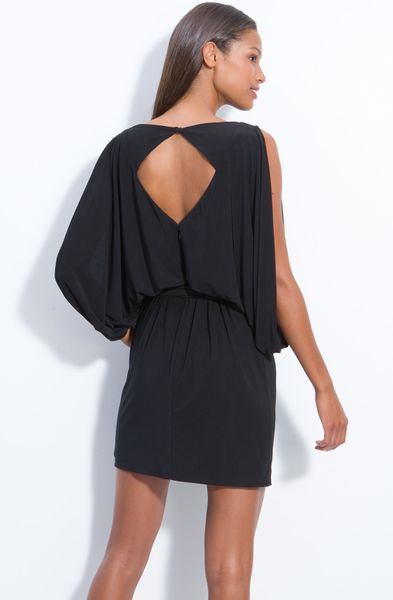 Jessica Simpson Slit Sleeve Blouson Jersey Dress in Black | Lyst