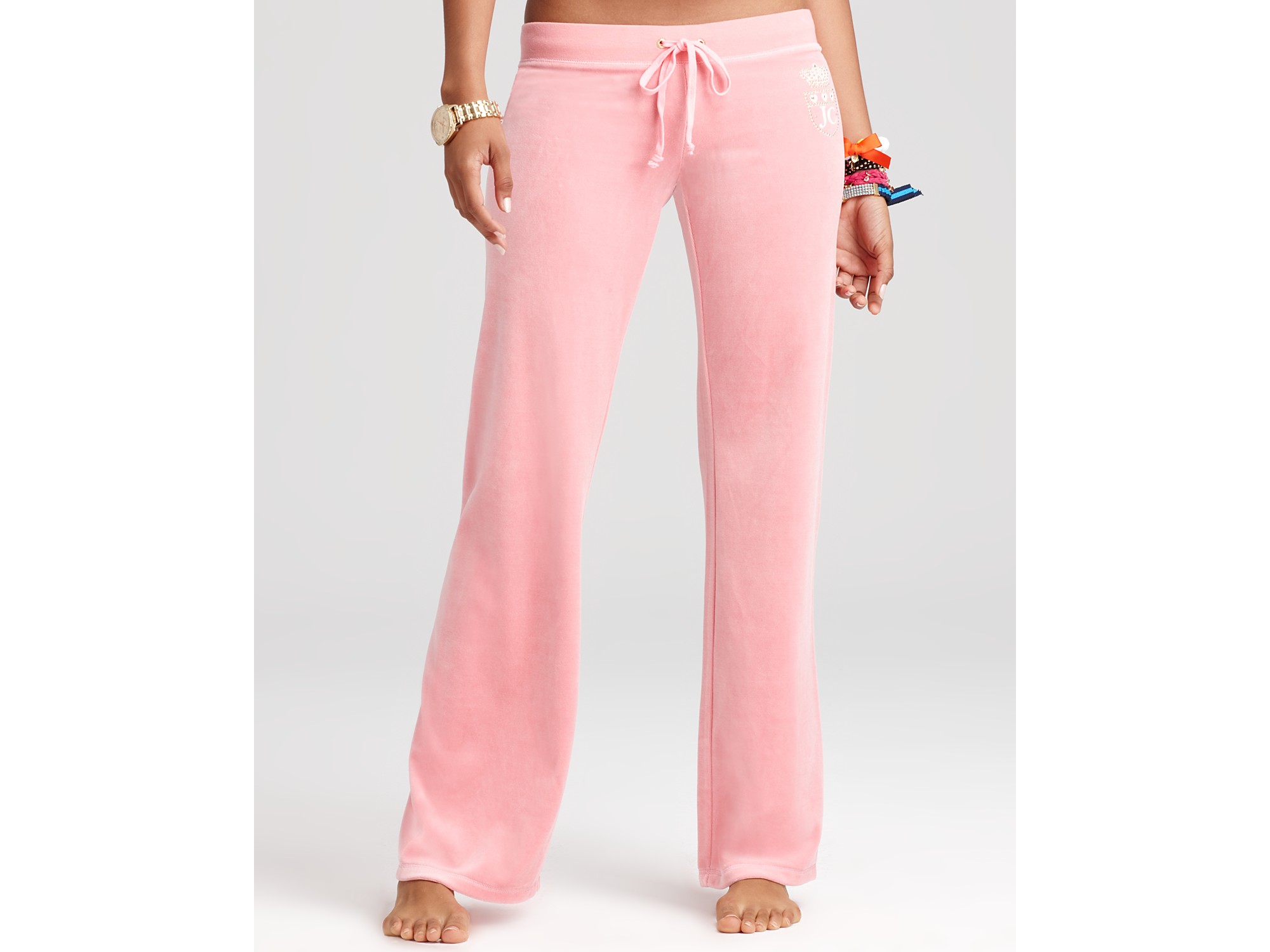 Lyst - Juicy Couture Original Leg Velour Pants with Rhinestones in Pink