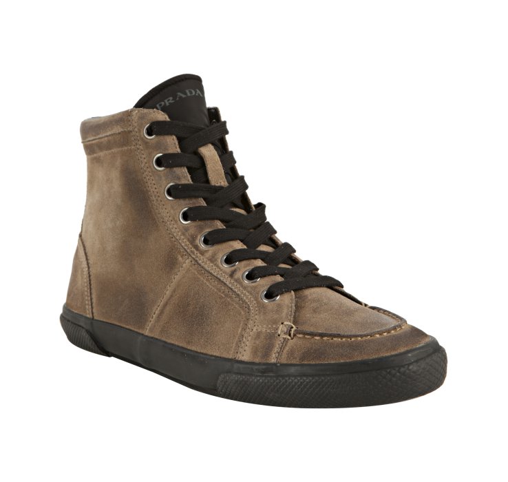 Prada Sport Bamboo Suede Distressed Lace Up Boots in Beige for Men ...