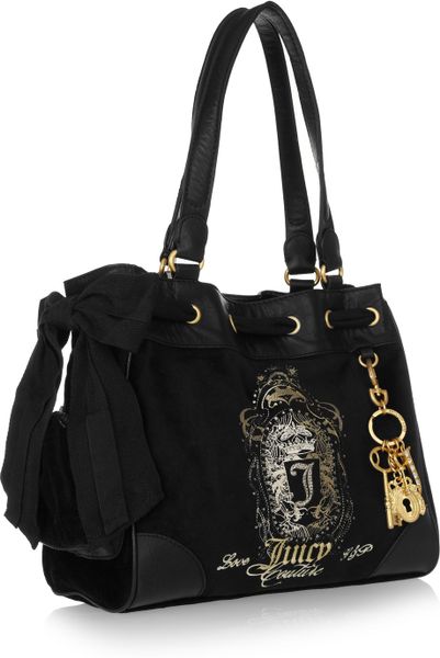 Juicy Couture Daydreamer Velour and Leather Bag in Black | Lyst