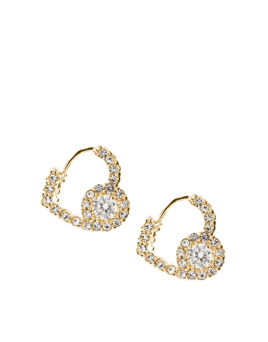 Juicy Couture Heart Huggie Earrings in Gold | Lyst