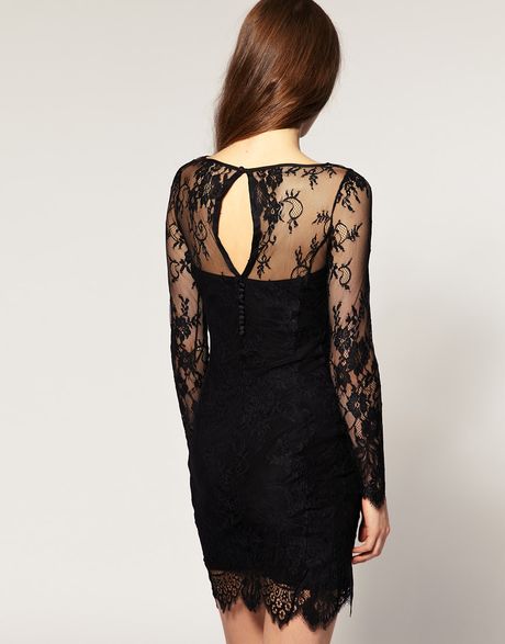 Mango Lace Dress in Black | Lyst