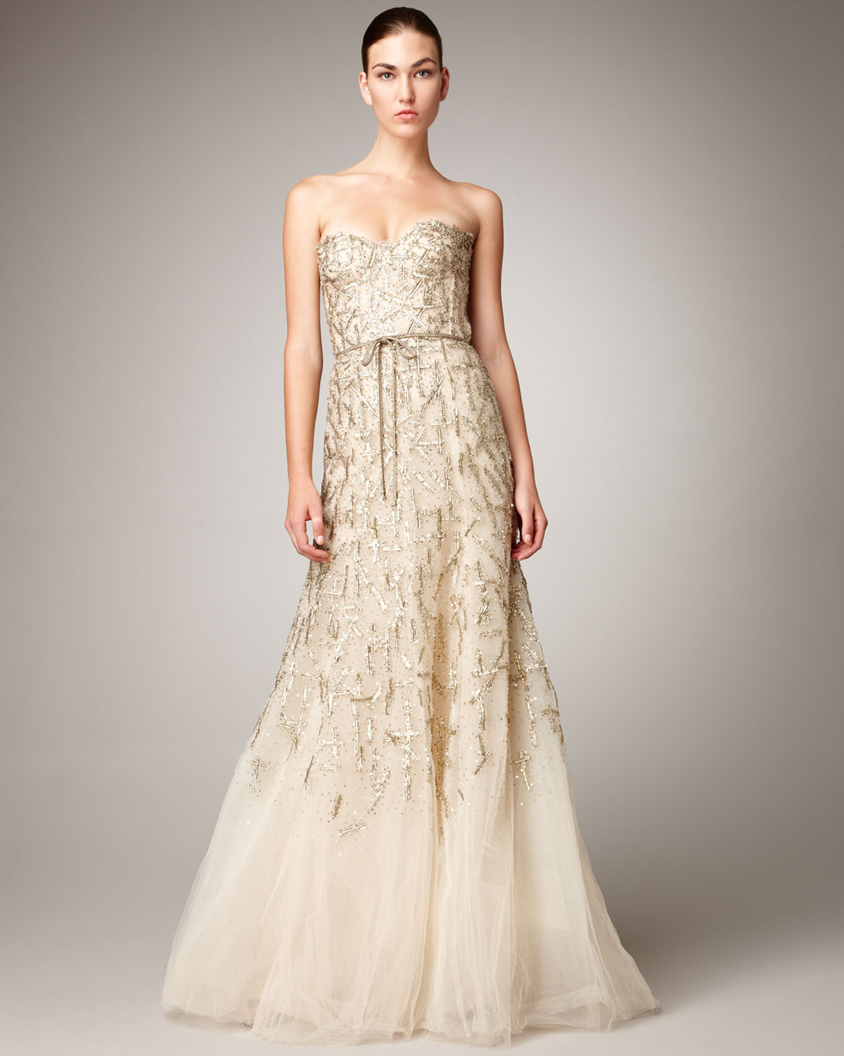 Monique Lhuillier Strapless Lace Wedding Dress 6