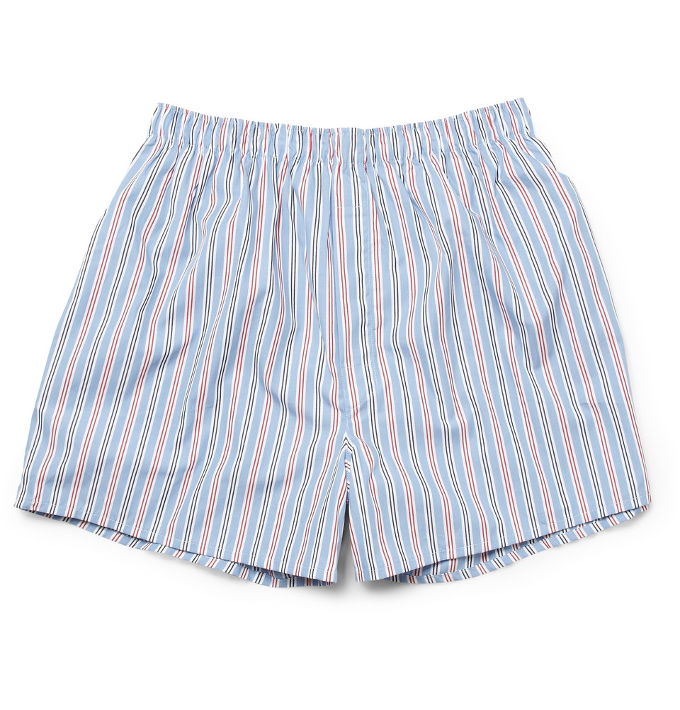 Sunspel Striped Cotton Boxer Shorts in Blue for Men | Lyst