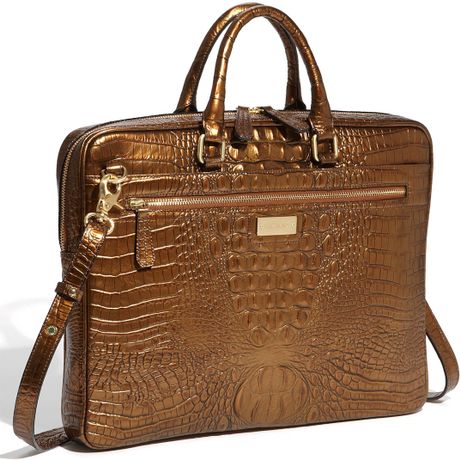 Brahmin Croc Embossed Laptop Case in Brown (mineral) | Lyst