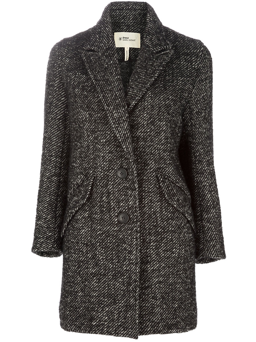 Etoile Isabel Marant Tweed Coat in Gray (black) | Lyst