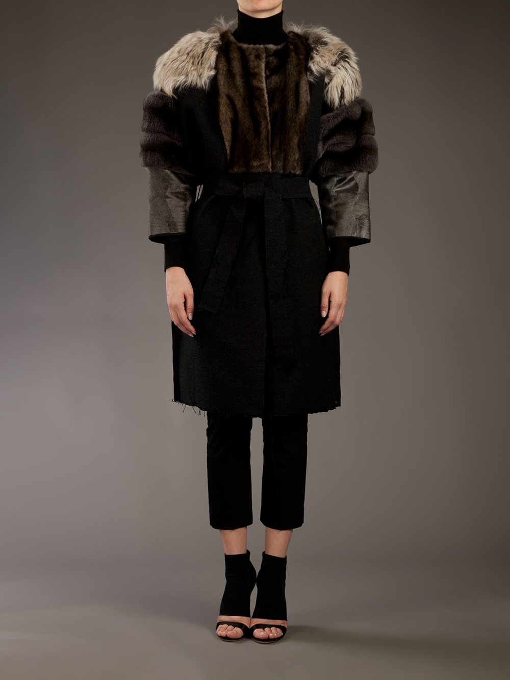Lyst - Lanvin Fur Coat in Black
