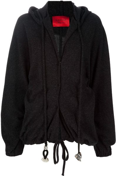 Lanvin Wool Hooded Jacket in Gray (grey) | Lyst