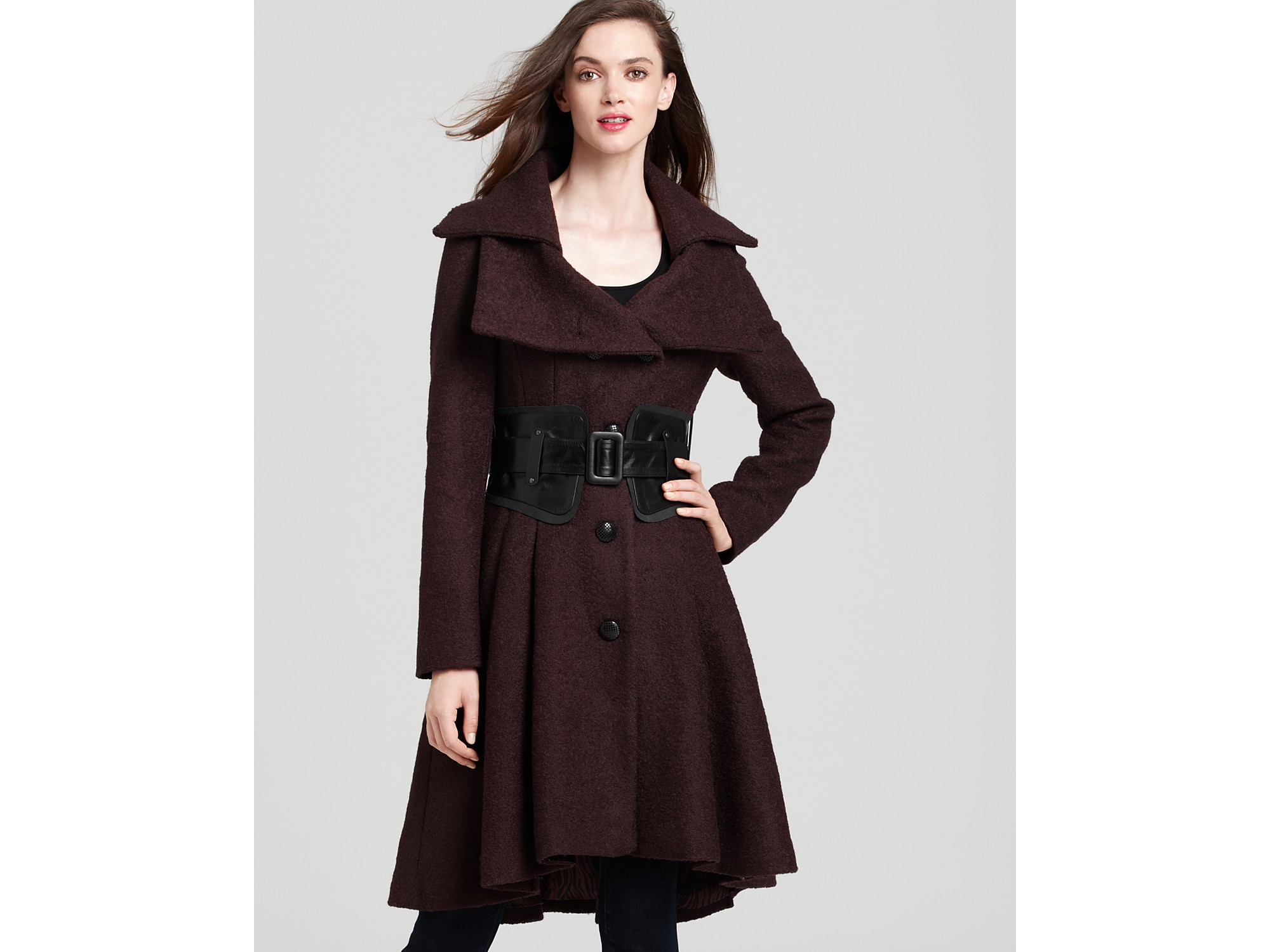 Lyst - Mackage Belted Skirt Coat in Black