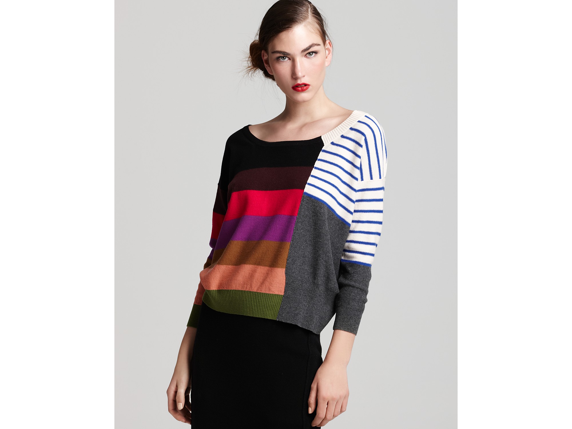 Sonia Rykiel Long Sleeve Justaposed Stripe Sweater in Multicolor ...