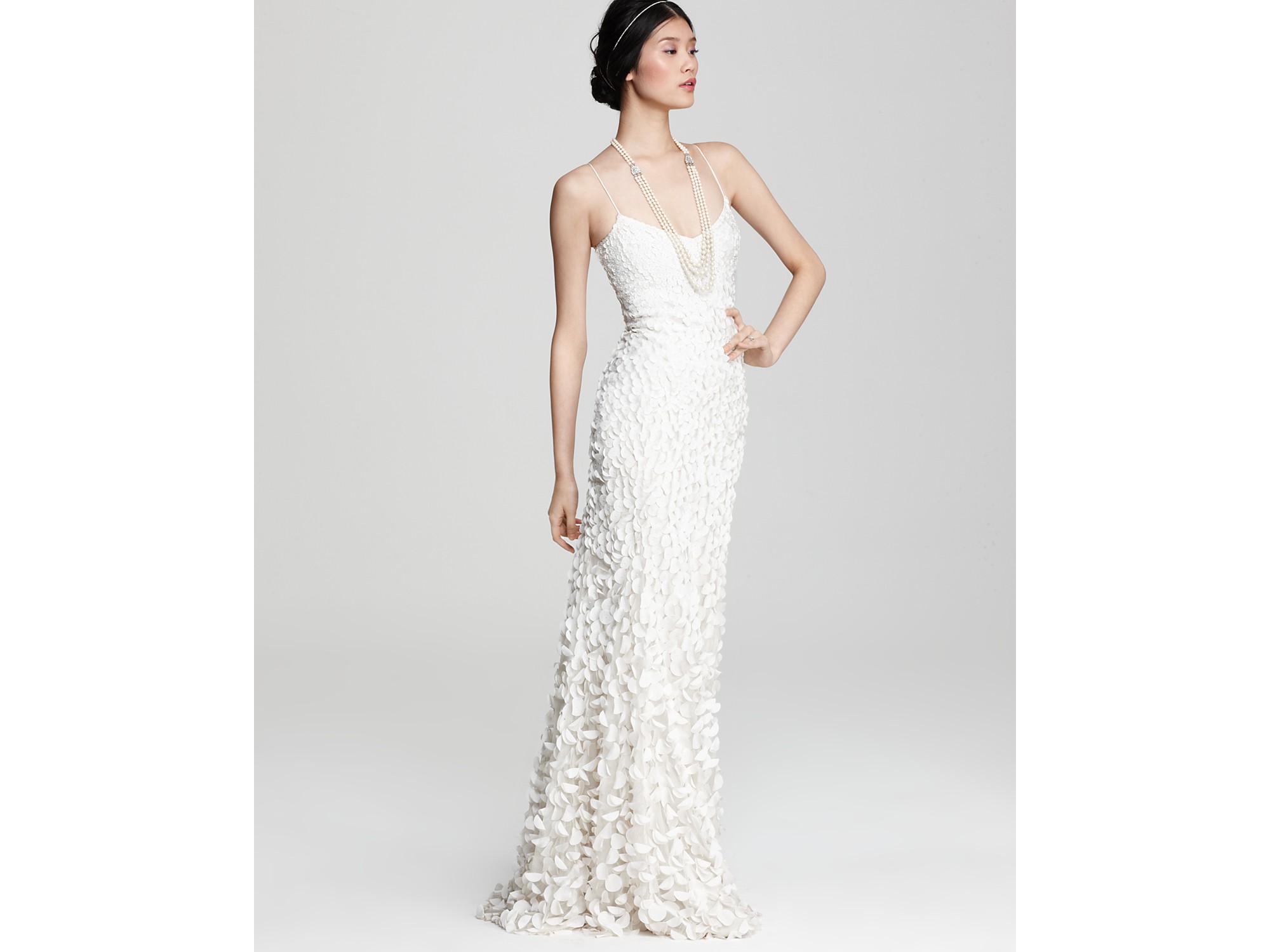 Lyst Theia Crepe Petal Gown In White Gallery