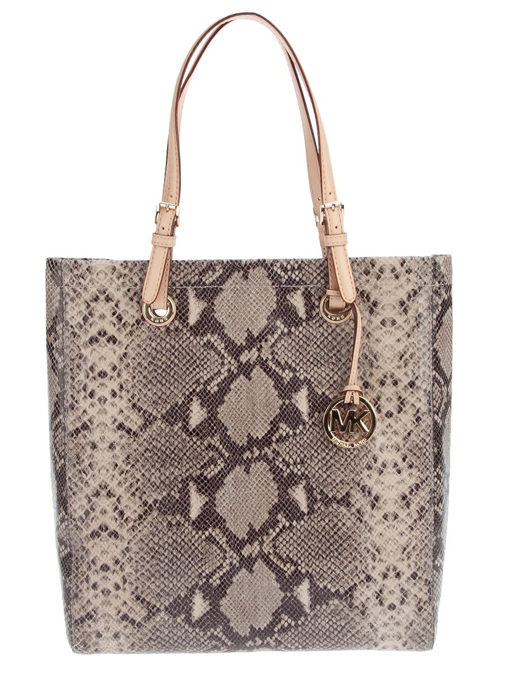 Michael Michael Kors Snakeskin Print Tote in Gold | Lyst