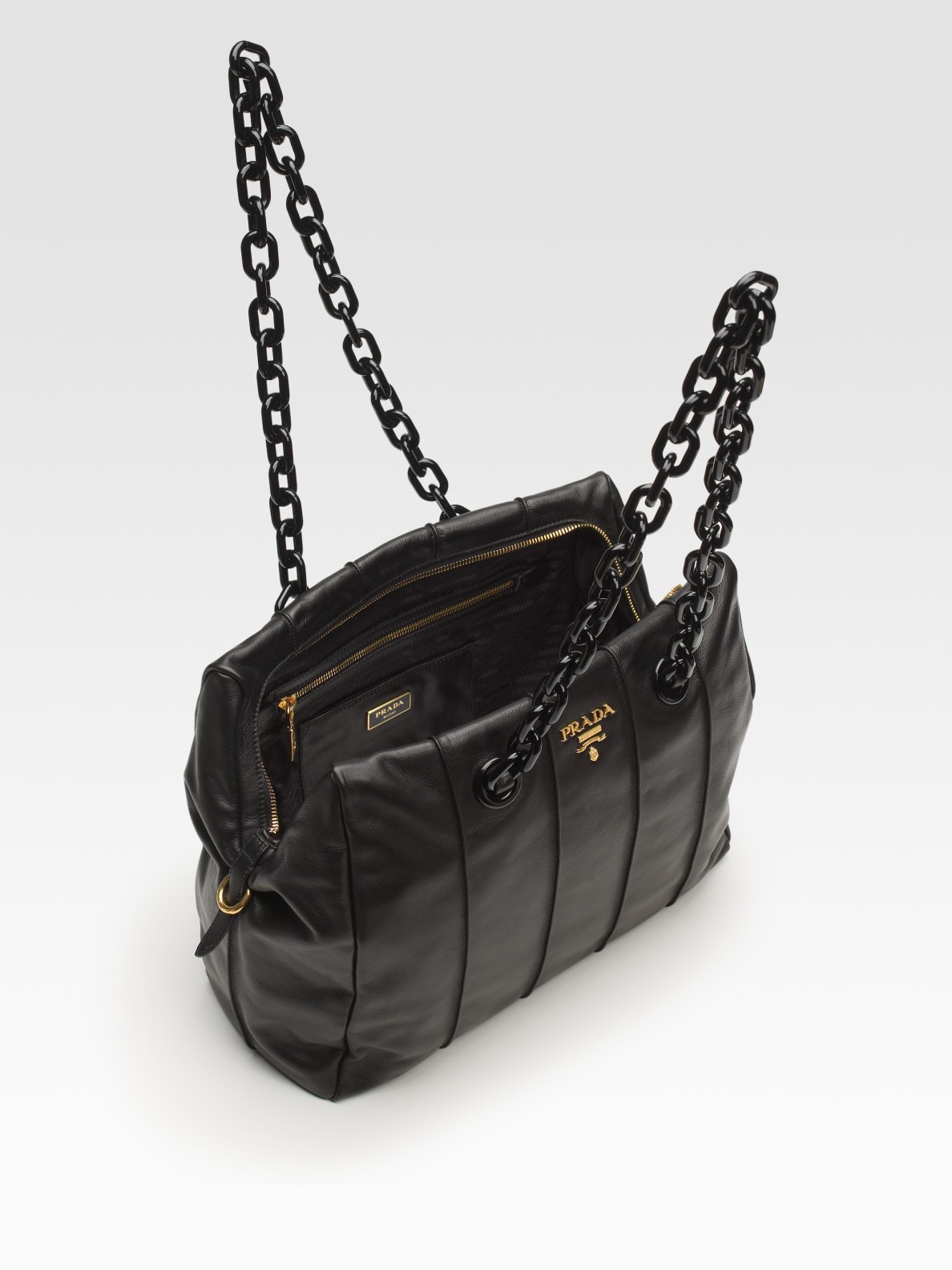 Prada Soft Calf Chain Bag in Black - Lyst
