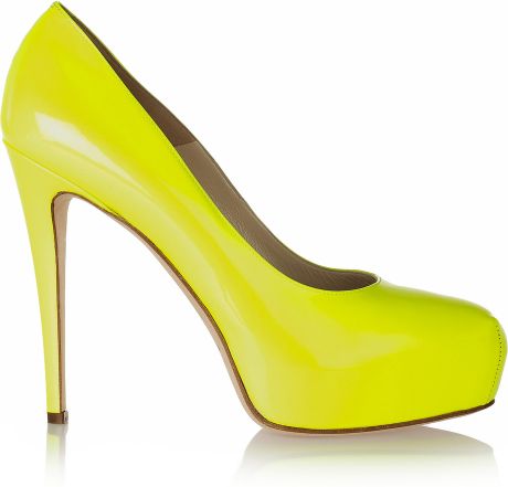 Brian Atwood Maniac Neon Patent-leather Platform Pumps in Yellow | Lyst
