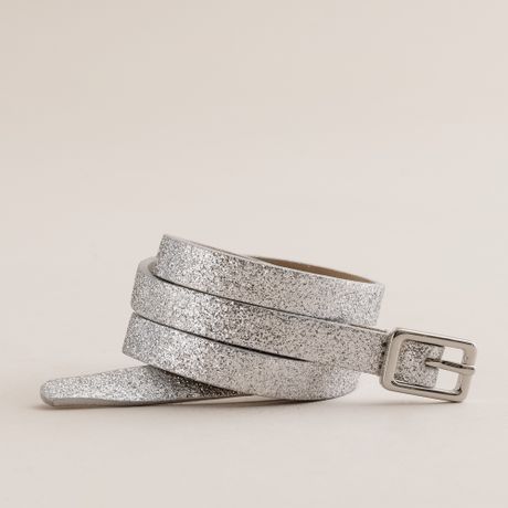 J.crew Skinny Glitter Belt in Silver (silver glitter) | Lyst