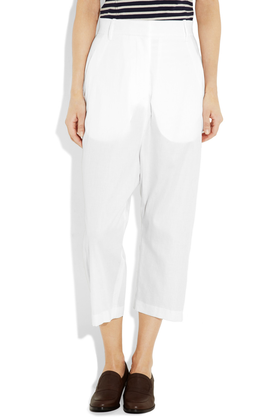 Lyst - The Row Seedun Cropped Cotton Wide-leg Pants in White