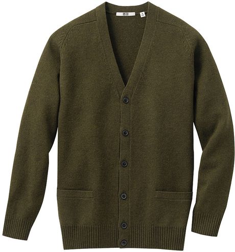 Uniqlo Men Lambswool V Neck Cardigan A in Green for Men (olive) | Lyst