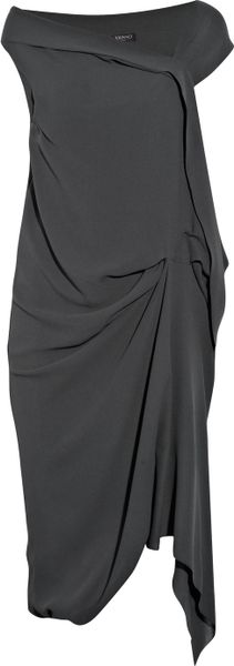 Vionnet Asymmetric Stretch Silk-crepe Dress in Gray (blue) | Lyst