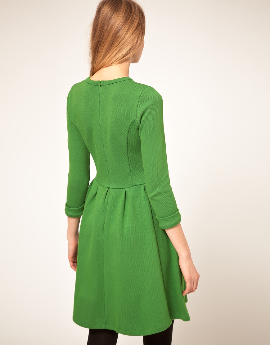 Lyst - Whistles Whistles Mila Fit Flare Dress in Jersey in Green