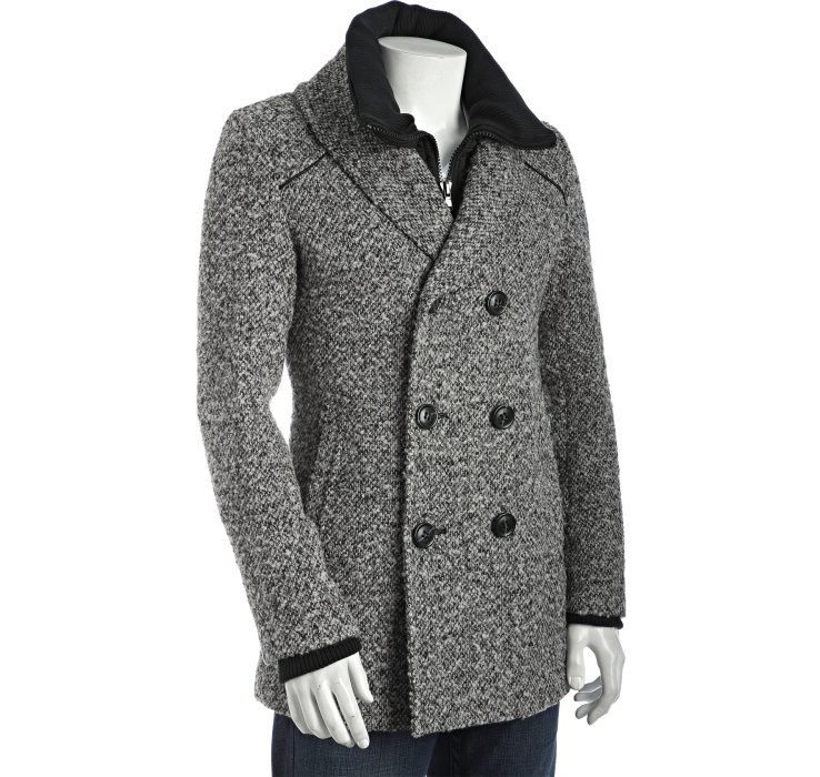 Lyst - Soia & Kyo Grey Wool Blend Tweed Danen Peacoat with Removable ...