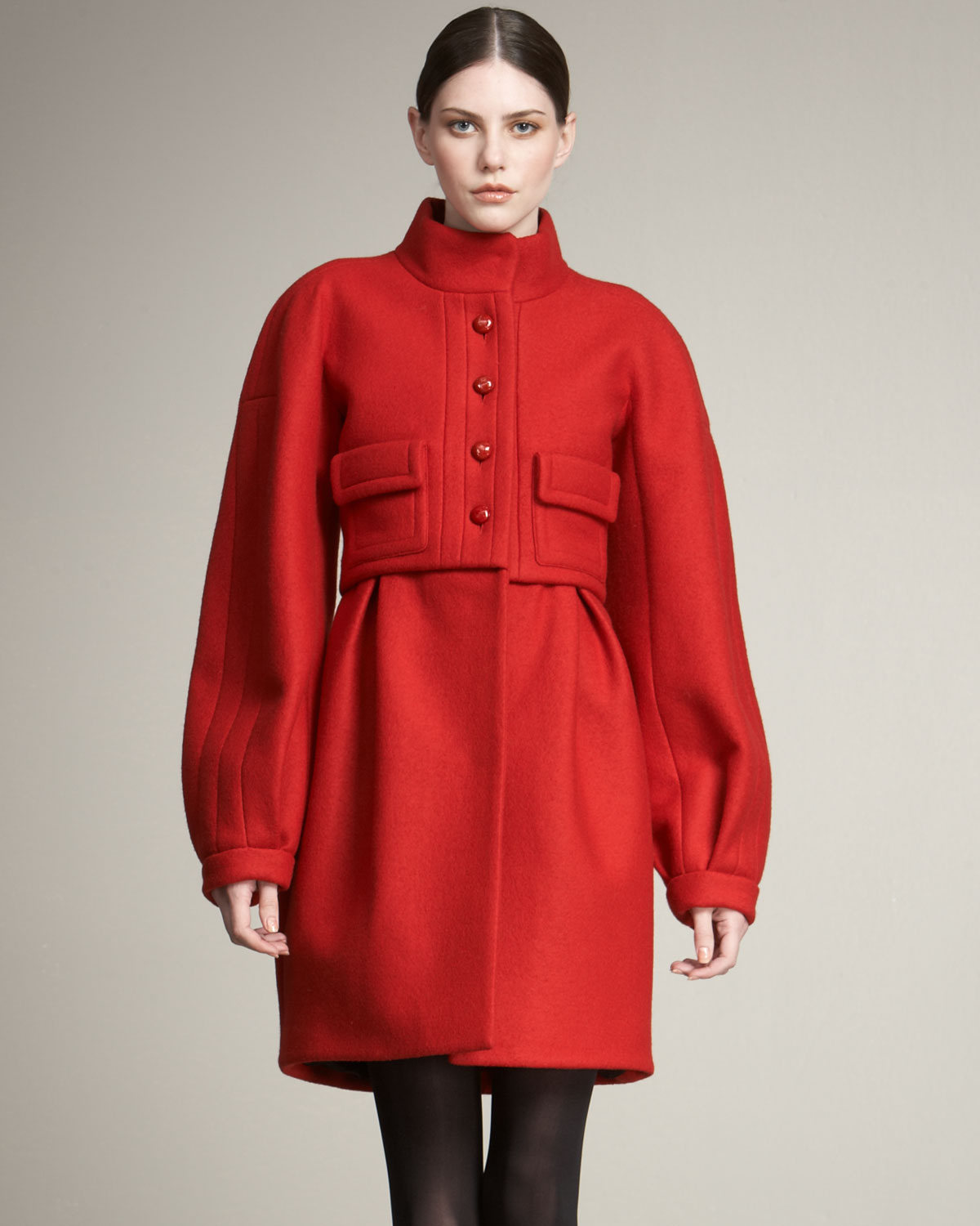 Lyst - Burberry prorsum Pleated Coat in Red