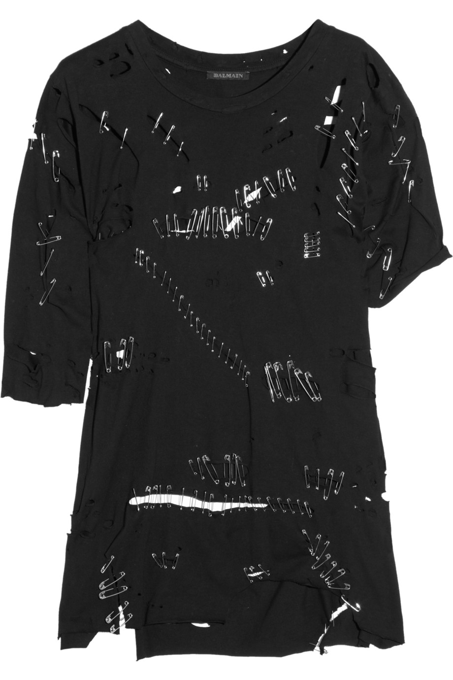 Balmain Safety-pin Cotton T-shirt in Black | Lyst