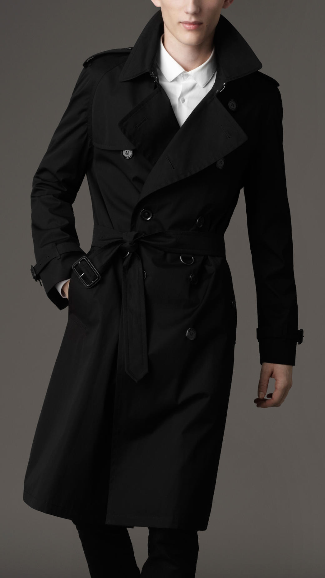Burberry Long Back Pleat Trench Coat in Black for Men - Lyst