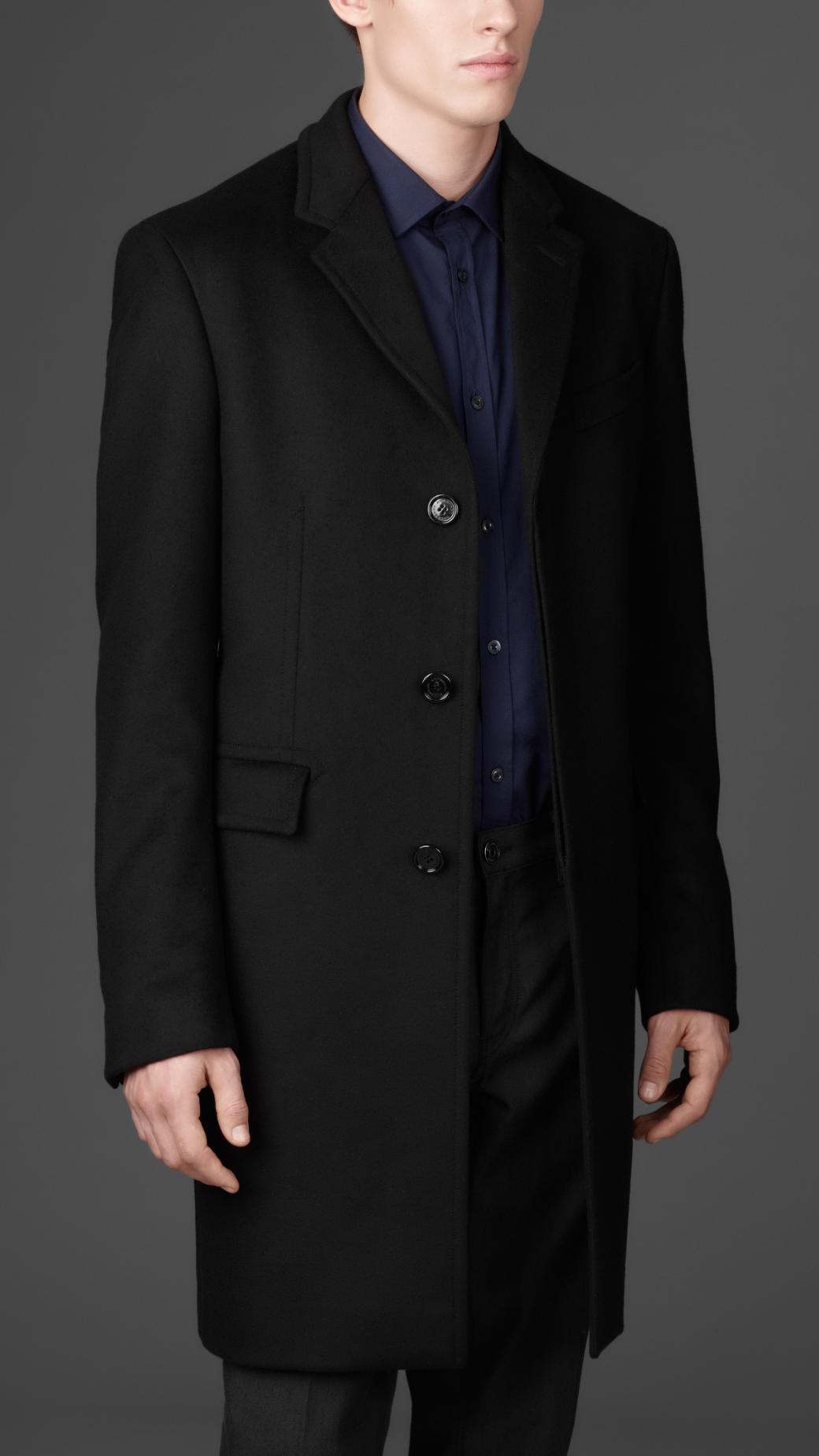 Lyst Burberry Long Wool Cashmere Top Coat in Black for Men