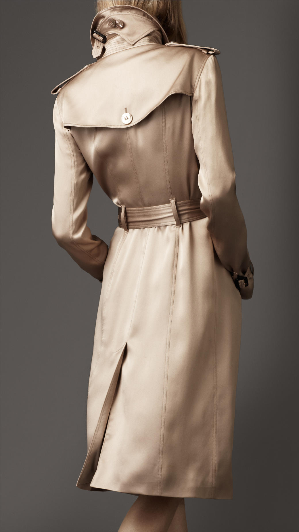 Lyst - Burberry Silk Satin Trench Coat in Natural