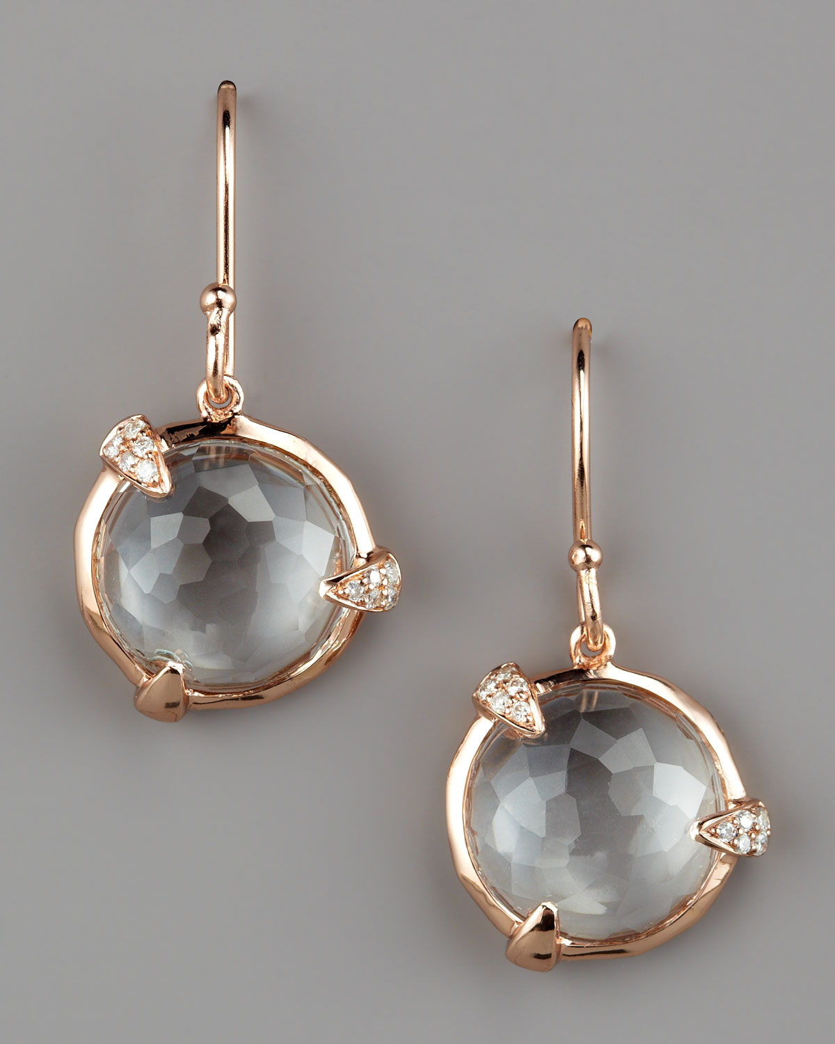 Lyst Ippolita Diamond Detail Rose Drop Earrings Small In Gray Gallery
