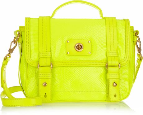 Marc By Marc Jacobs Neon Croc-effect Leather Shoulder Bag in Yellow | Lyst