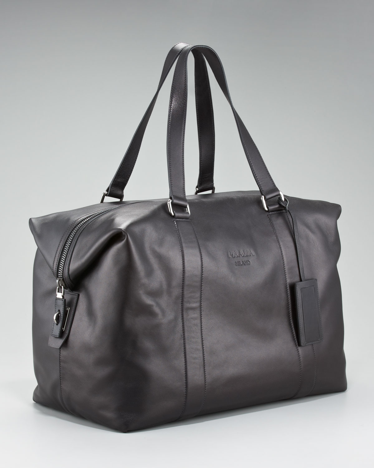Prada Soft Leather Duffel Bag in Black for Men | Lyst  