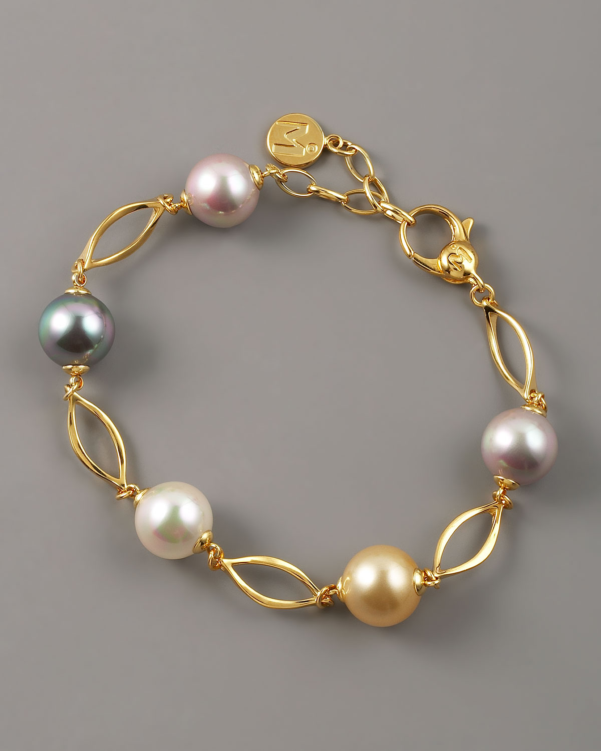 Lyst Majorica Multicolor Pearl Link Bracelet In Metallic Gallery