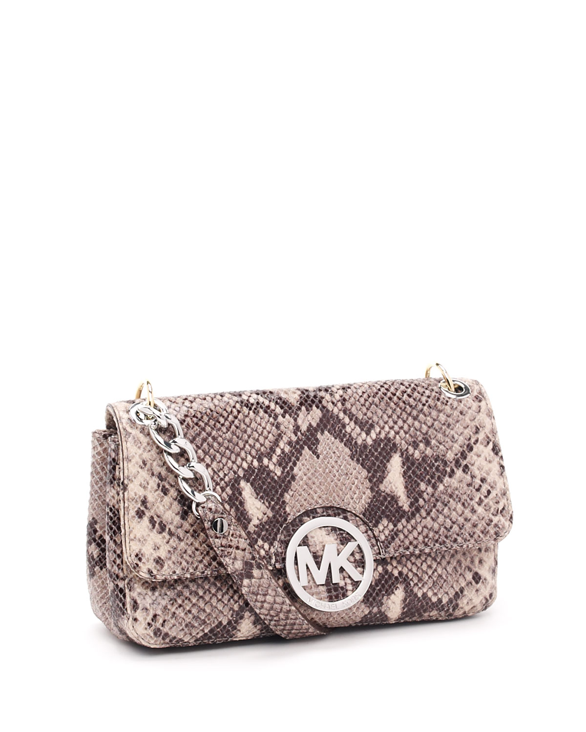 Michael Kors Small Fulton Python-embossed Shoulder Bag in Beige (sand ...