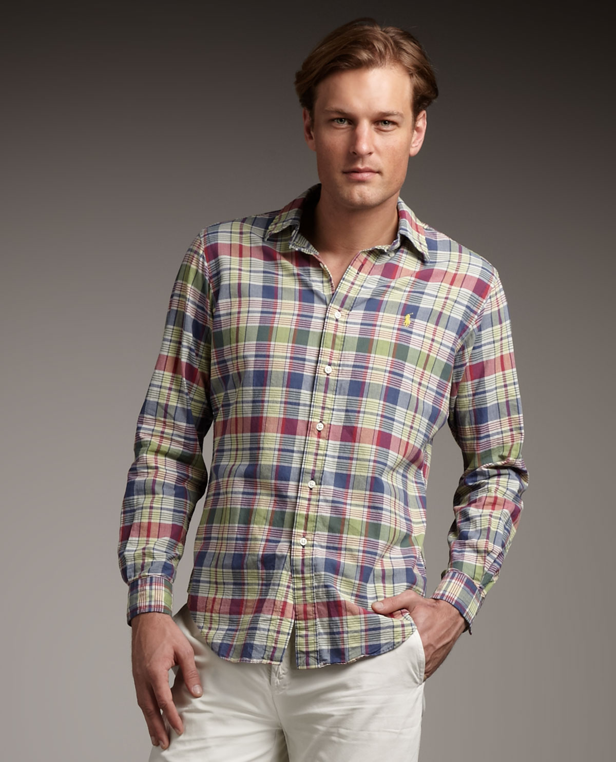 Polo Ralph Lauren Plaid Madras Shirt in Yellow for Men (yellow pink) | Lyst