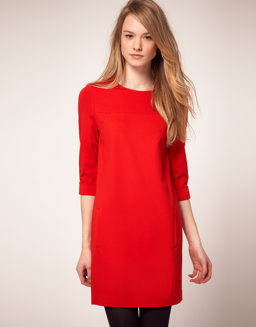 Whistles Corinna Shift Dress in Red - Lyst