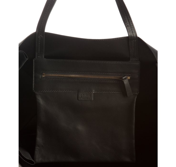 celine leather zipped tote with black lambskin  