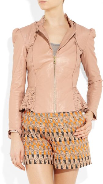 Alice By Temperley Libre Laser-cut Leather Jacket in Pink (blush) | Lyst