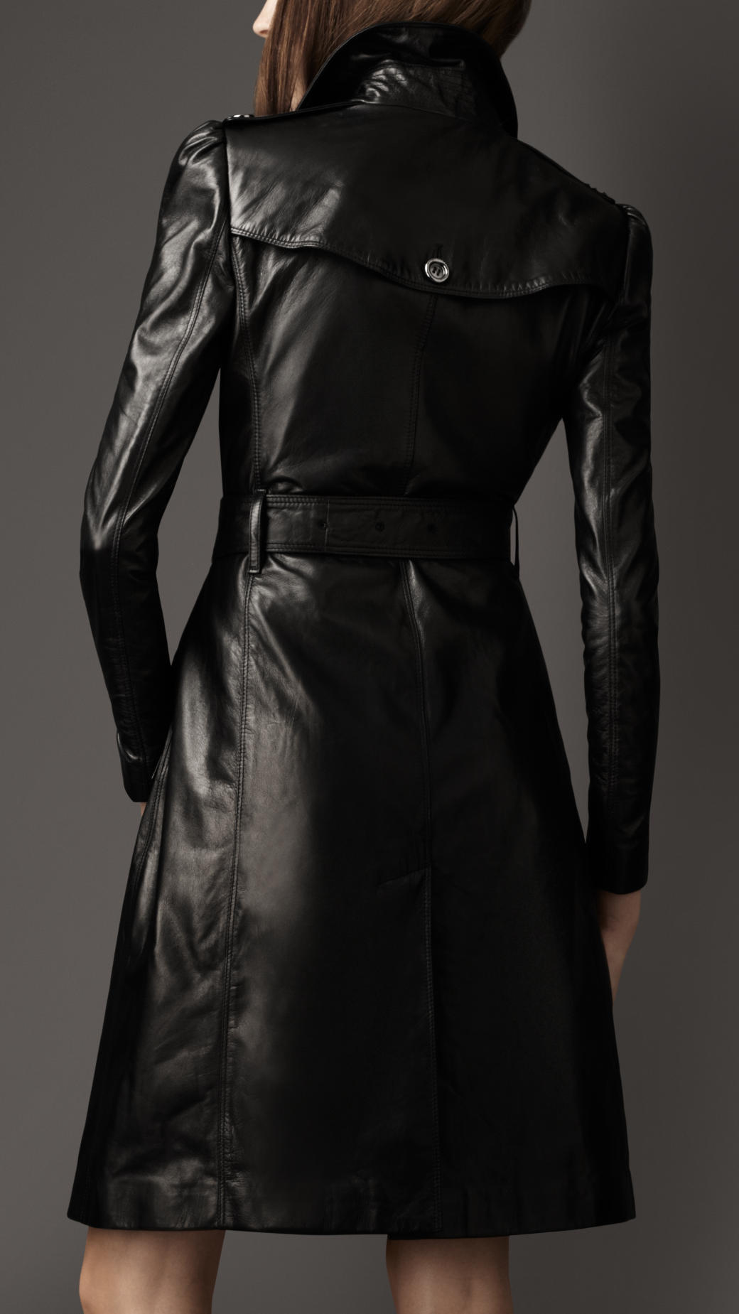 Burberry Leather Trench Coat in Black - Lyst